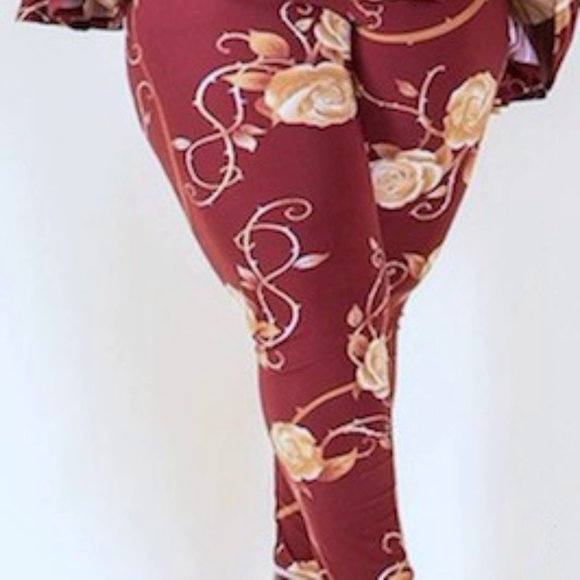 Sexy in Burgundy and Gold floral Pantset - Picture 4 of 5